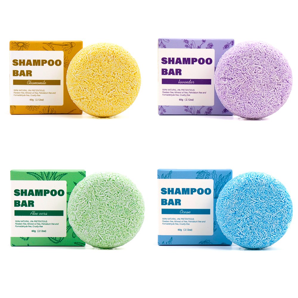Wholesale Eco Private Label Tin Box 4 Different Scent Effect Organic Shampoo Bar Solid Soap