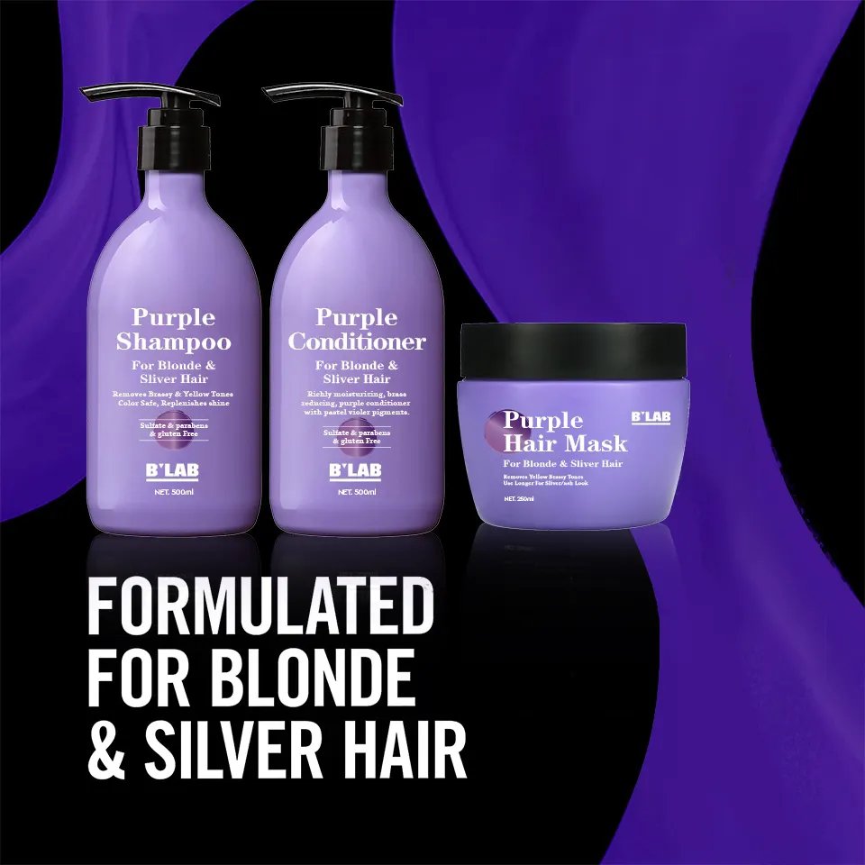 Private Label Hair Care Organic Violet Shampoo and Conditioner Anti Brassy No Yellow Silver Purple Shampoo and Conditioner