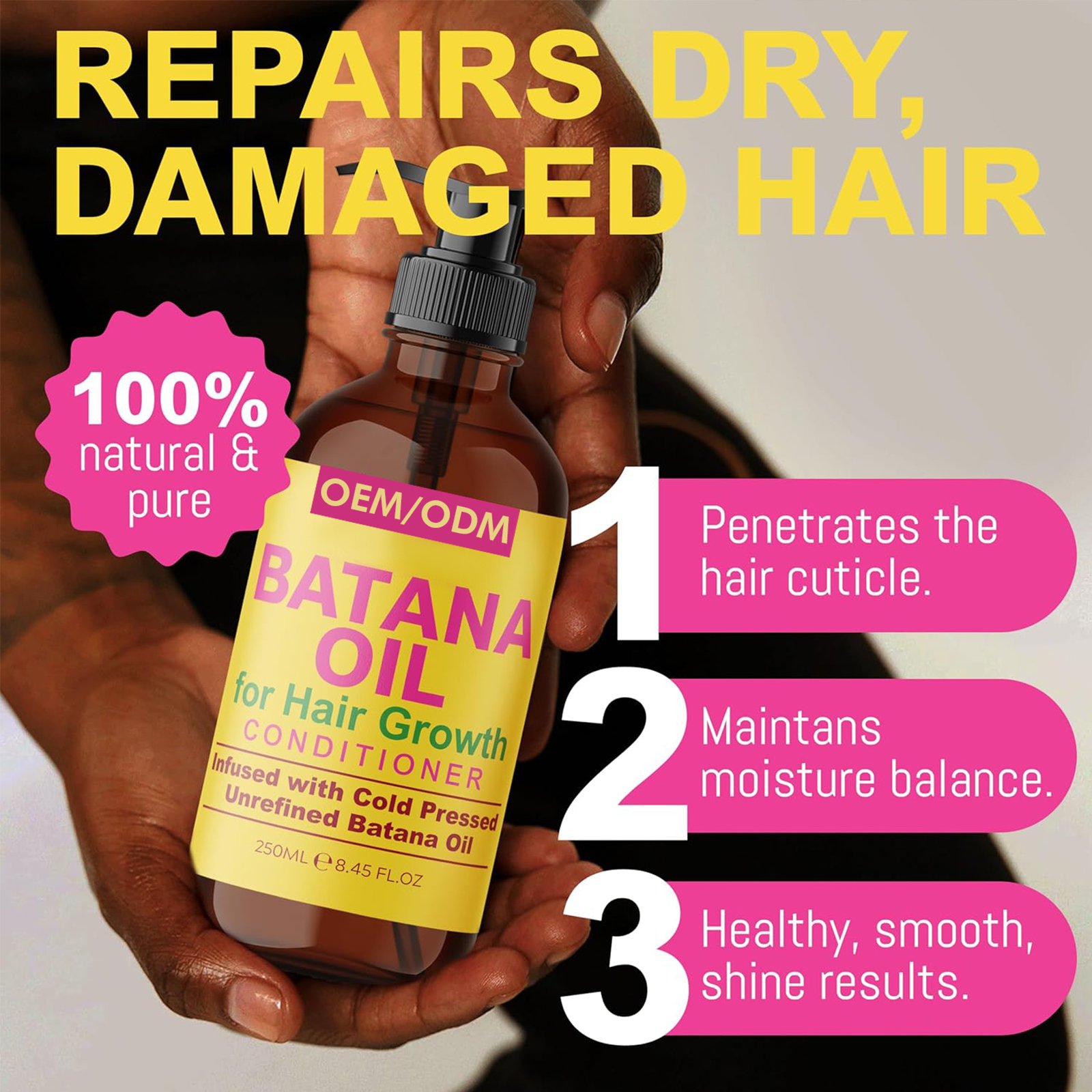Factory Price Herbal Batana Oil Anti Breakage African Curly Hair Care Shampoo And Conditioner Set For Dry Damaged Hair