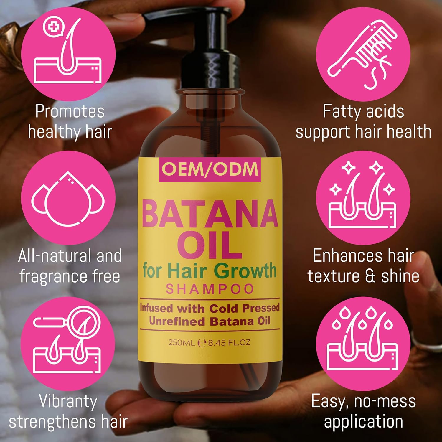 Factory Price Herbal Batana Oil Anti Breakage African Curly Hair Care Shampoo And Conditioner Set For Dry Damaged Hair