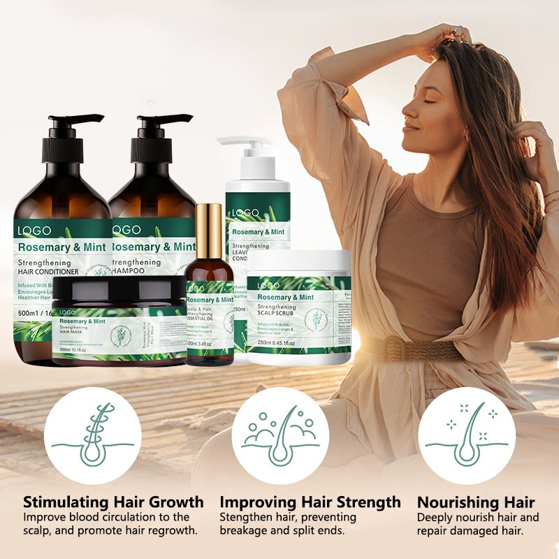 Natural Anti-Hair Loss Treatment Peppermint Hair Growth Shampoo and Conditioner Therapy with Rosemary Oils Biotin