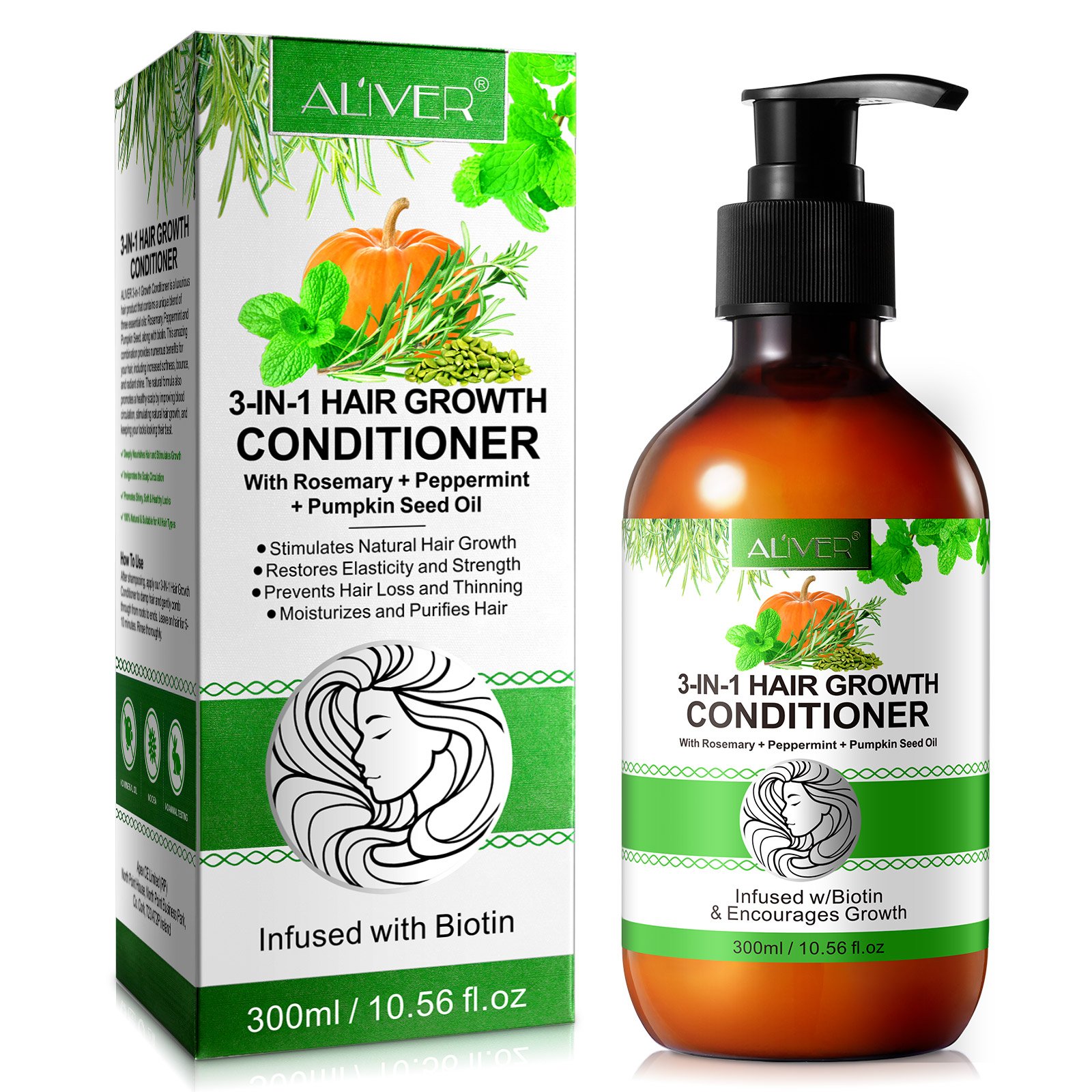 ALIVER private label natural nourishes hair care hair growth rosemary peppermint pumpkin seed oil shampoo and conditioner
