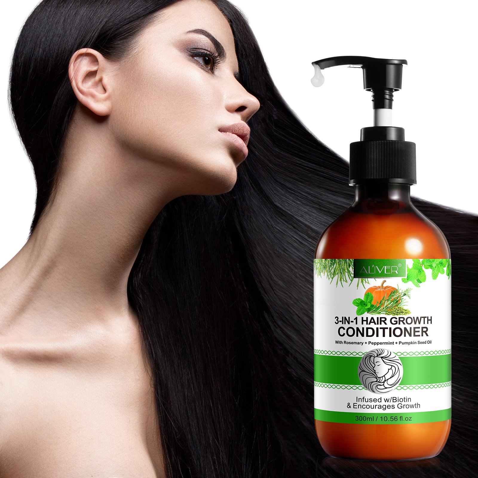 ALIVER private label natural nourishes hair care hair growth rosemary peppermint pumpkin seed oil shampoo and conditioner