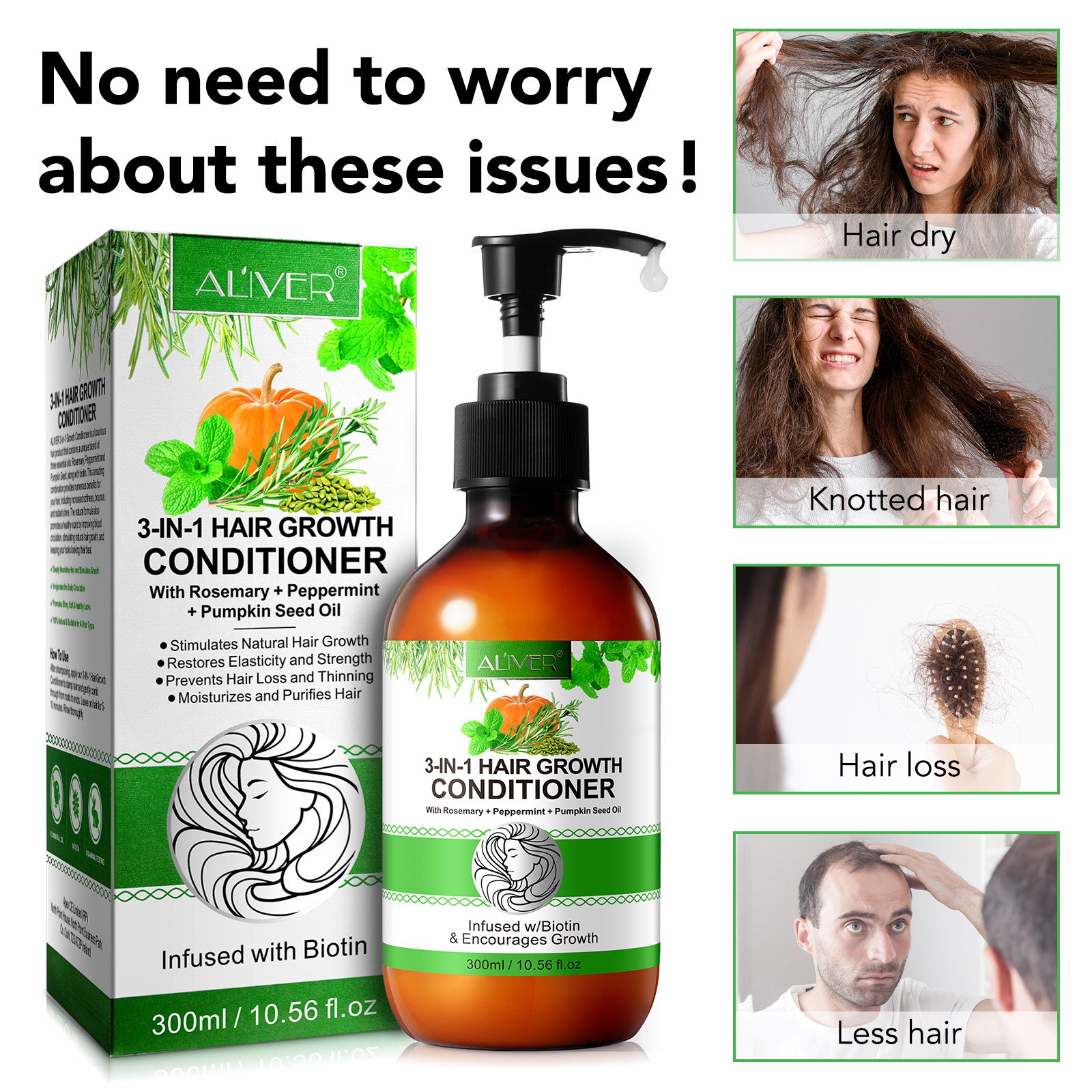 ALIVER private label natural nourishes hair care hair growth rosemary peppermint pumpkin seed oil shampoo and conditioner