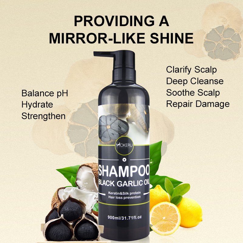 Mokeru New arrival hot selling private label hair care black garlic shampoo nature organic hair care shampoo
