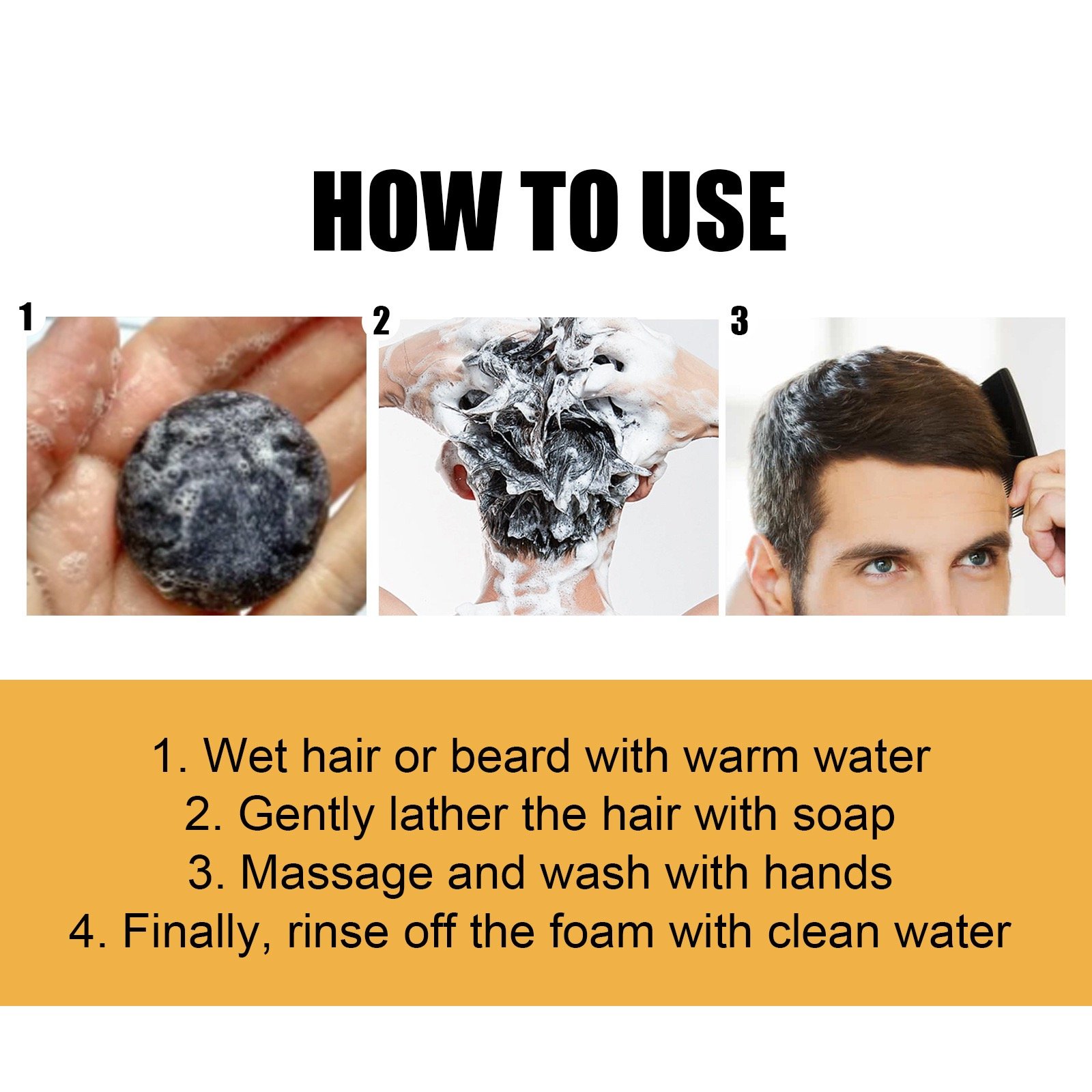 Natural Grey Coverage Nutrients Hair Repair Soap Cover Gray Coverage Hair Bar Shampoo Black Hair Soap