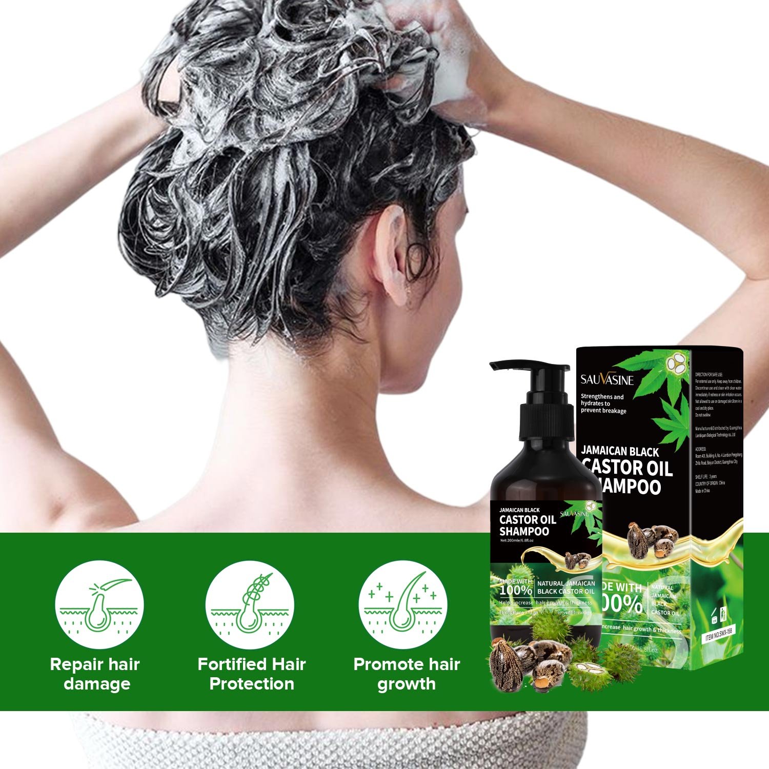 Private Label Jamaican Black Castor Oil Serum Moisturizing Hair Care Shampoo for Adults Hot Sale 500Ml/OME