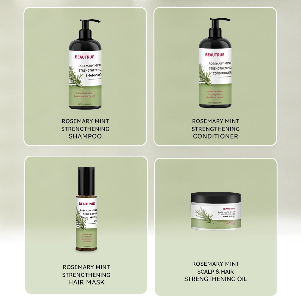 Wholesale Private Label Vegan Natural Rosemary Mint Biotin Hair Care Kit For Hair Growth Nourishing Shampoo And Conditioner Set