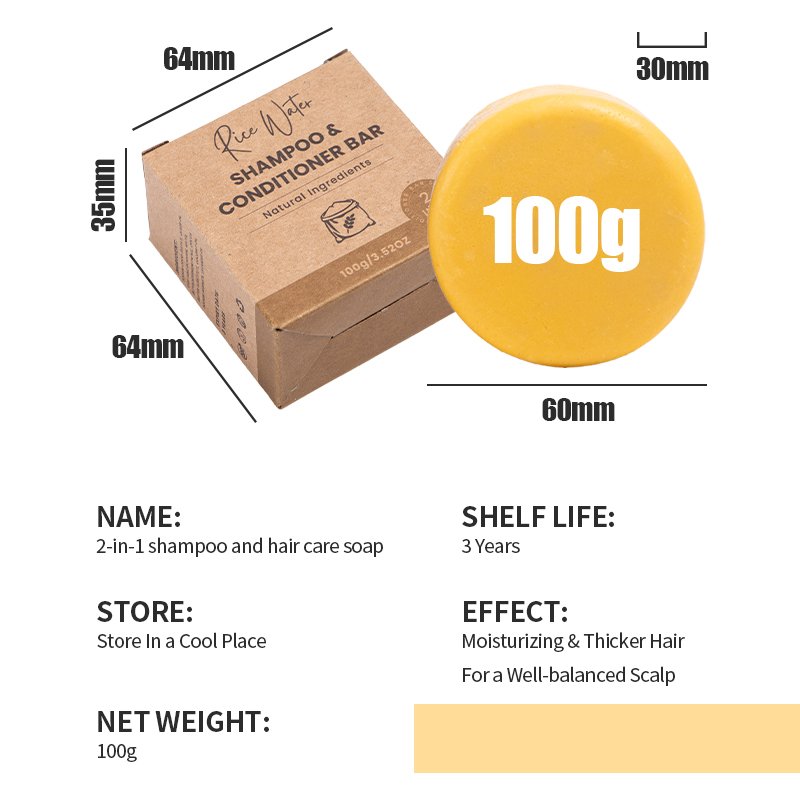 Eco Friendly Packing 2-In-1 Handmade Shampoo and Conditioner Bar Soap of Castor Oil