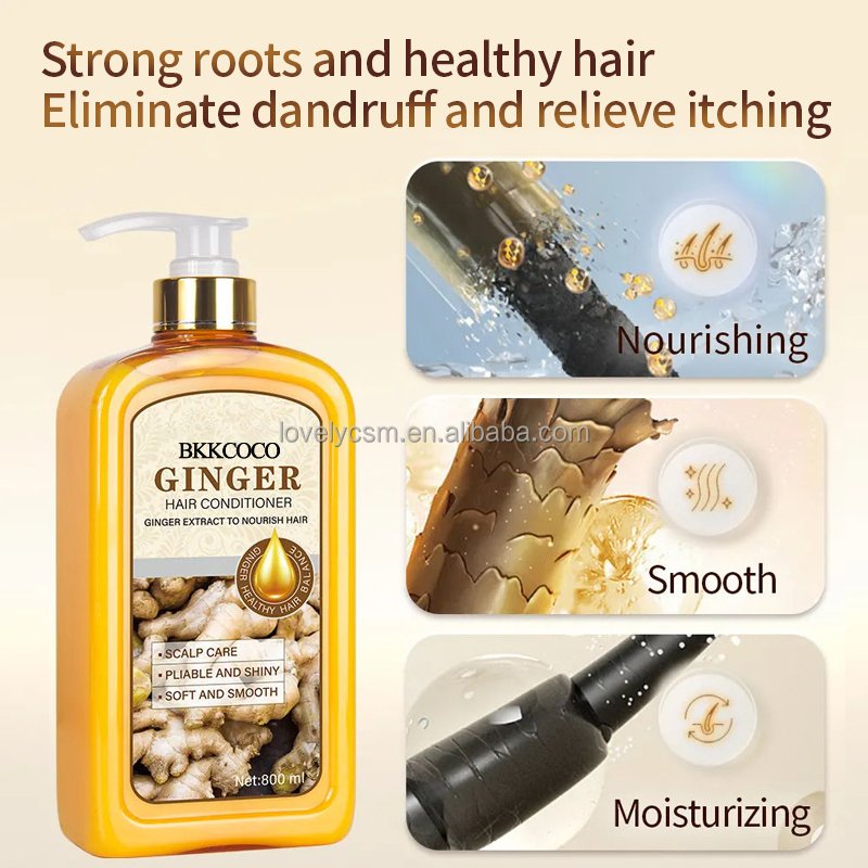Wholesale OEM pivate label natural organic hair loss ginseng anti dandruff hair growth ginger extract shampoo and conditioner