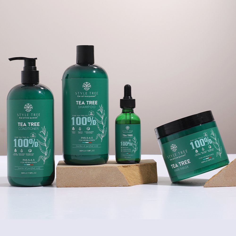 New Arrival 100% Natural Tea Tree Oil Hair Care Set Tea Tree Anti Dandruff Shampoo Private Label