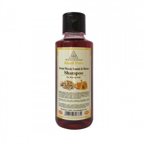 KHADI PURE HERBAL WOODY SANDAL & HONEY SHAMPOO - 210ML - woody sandal shampoo - honey shampoo