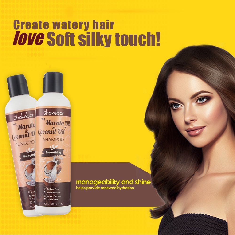 SHAKEBAR Private Label Sulfate Free Natural Moisturizing Clarifying Hair Care Coconut Oil Marula Oil Shampoo and Conditioner