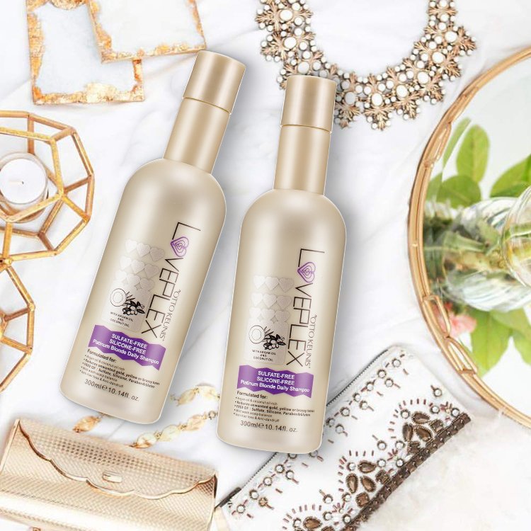 Anti Brass Hair Care Products Sulfate Free Silicone Free LOVEPLEX Silver Shampoo No Yellow For Blonde Hair