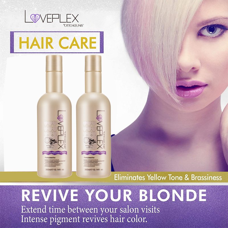 Anti Brass Hair Care Products Sulfate Free Silicone Free LOVEPLEX Silver Shampoo No Yellow For Blonde Hair