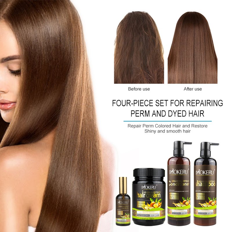 Mokeru Professional Salon Hair Shampoo Argan Oil Morocco Shampoo and Conditioner set Keratin Hair Shampoo for Women Home Use