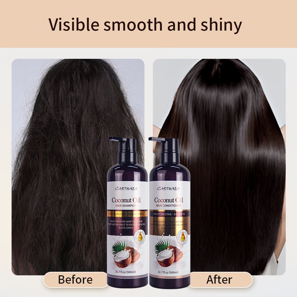Hair products wholesale factory good smell hair care natural organic moisture coconut oil hair shampoo and conditioner set