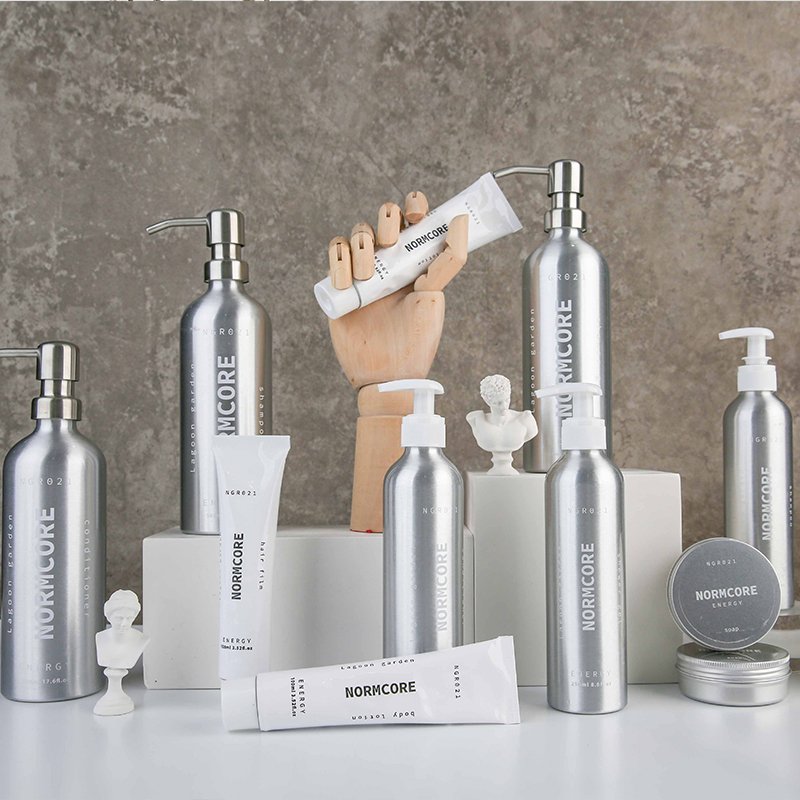 Luxury Private Label Recyclable Aluminum Packaging Essential Oil Argan Shea Butter Shampoo