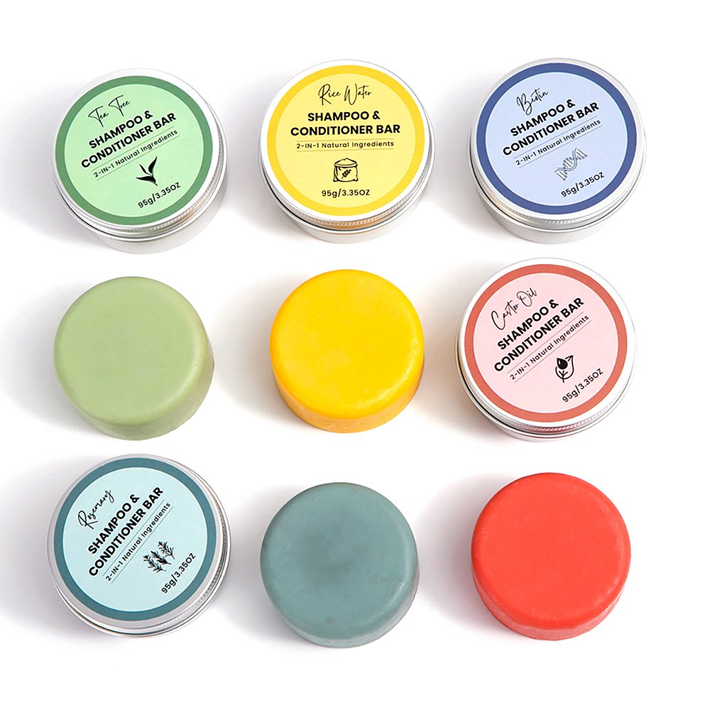 Eco-Friendly Natural Plant-Based Formula 2 in 1 Suitable Shampoo and Conditioner Bar for Dual-Action Hair Care
