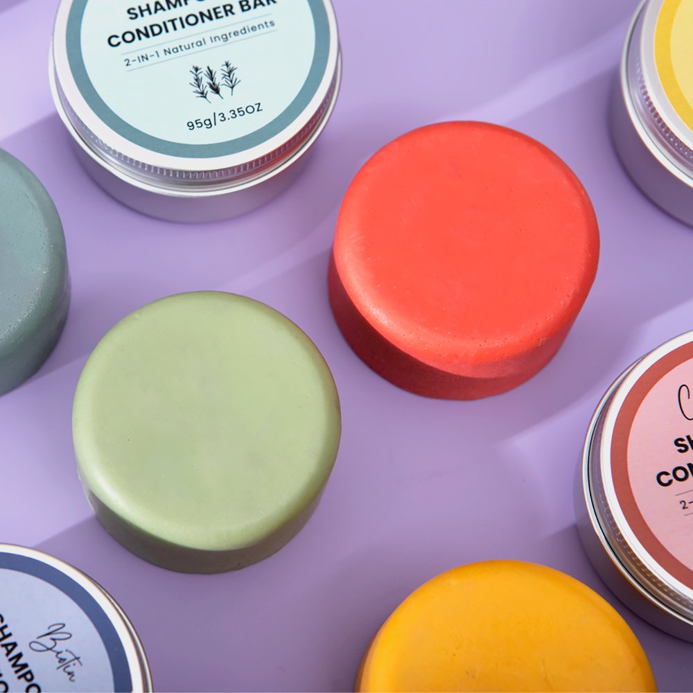 Eco-Friendly Natural Plant-Based Formula 2 in 1 Suitable Shampoo and Conditioner Bar for Dual-Action Hair Care
