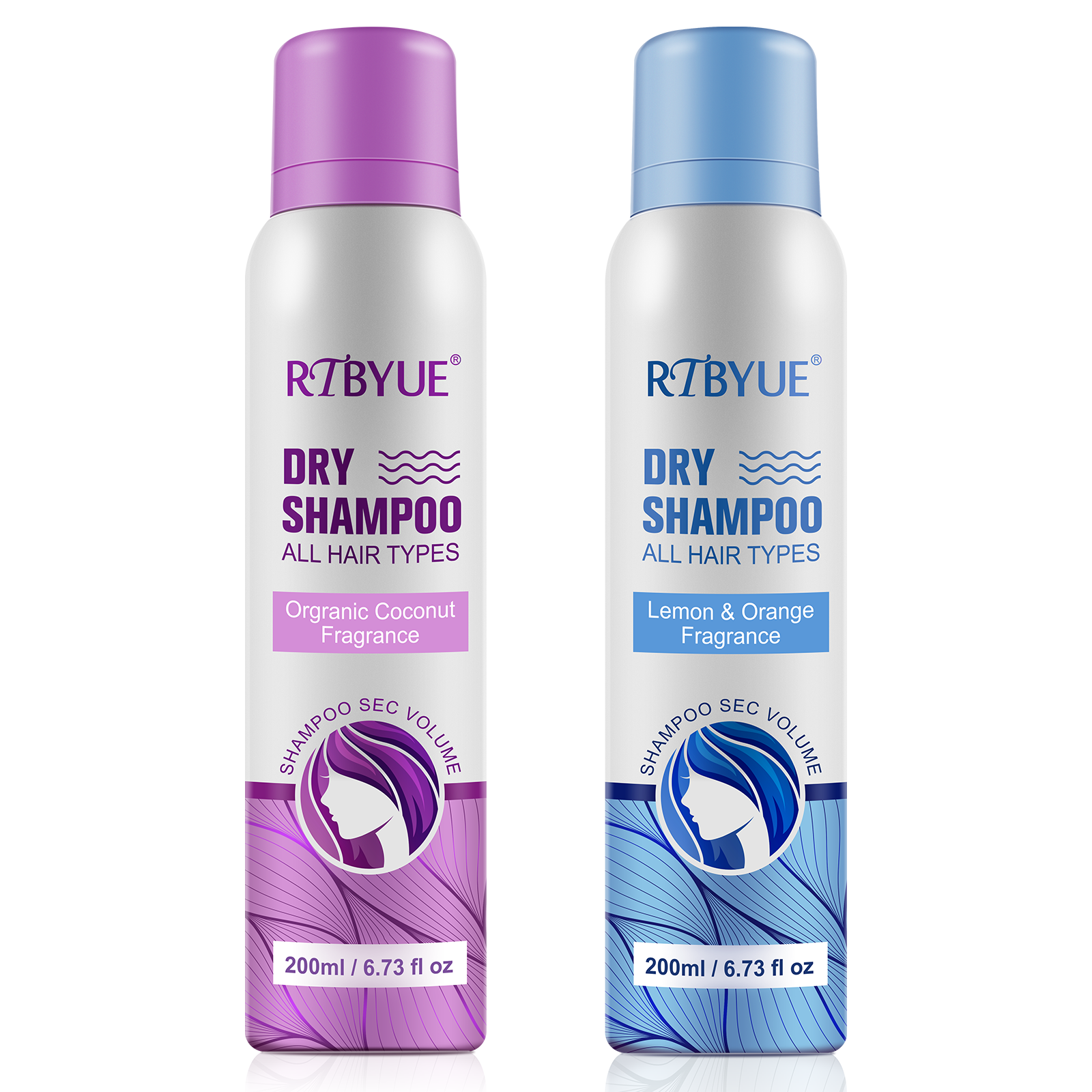 RTBYUE hair fluffy oil control refreshing powder spray natural coconut lemon orange private label wholesale organic dry shampoo