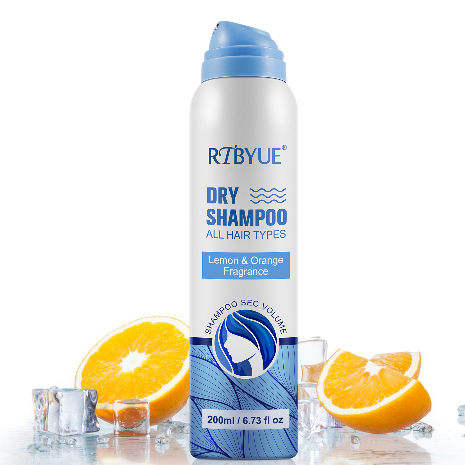 RTBYUE hair fluffy oil control refreshing powder spray natural coconut lemon orange private label wholesale organic dry shampoo