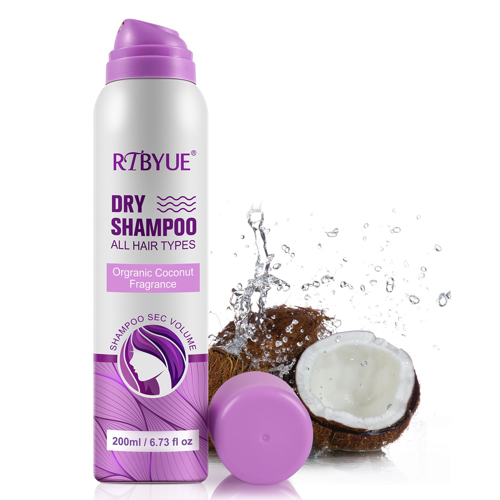 RTBYUE hair fluffy oil control refreshing powder spray natural coconut lemon orange private label wholesale organic dry shampoo