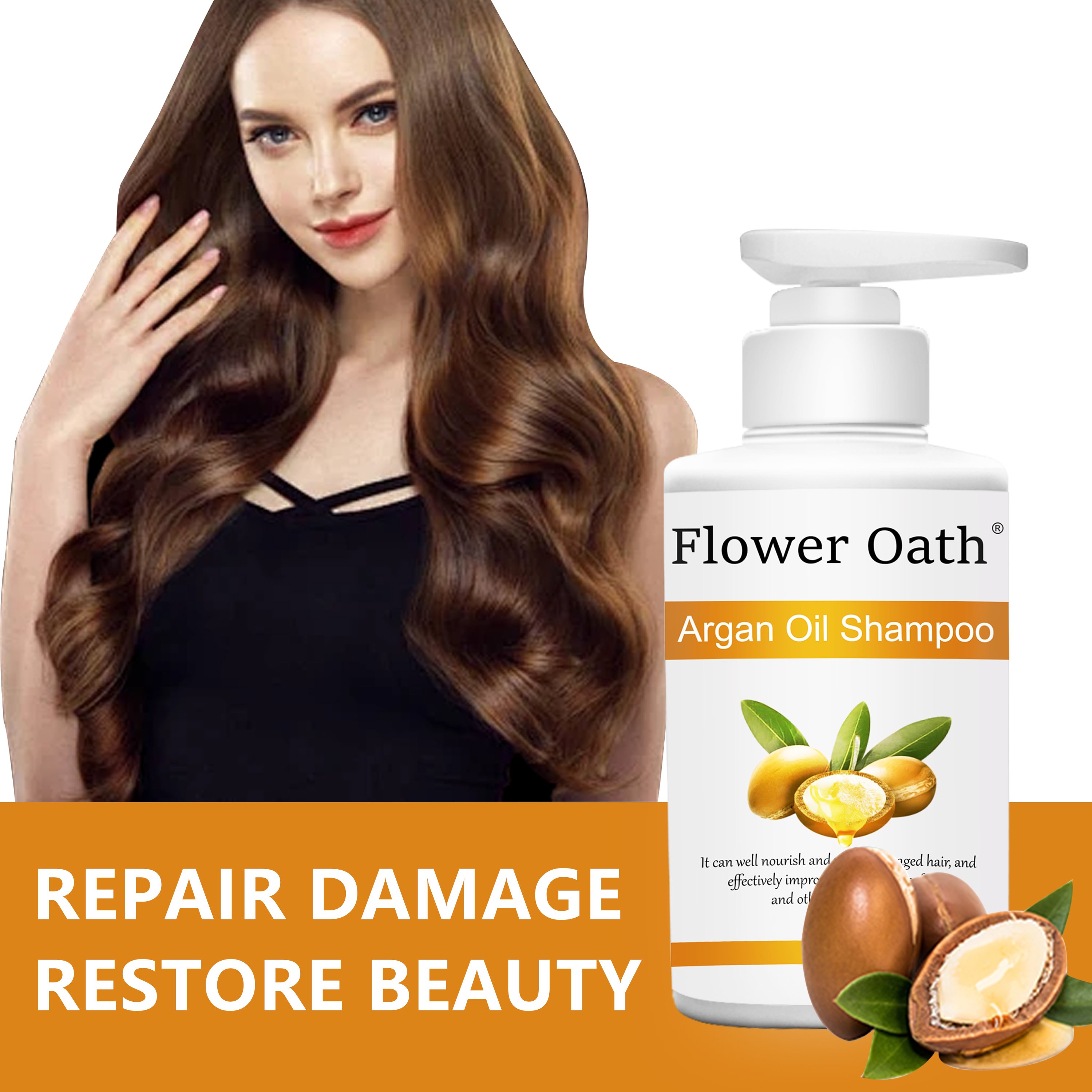 Flower Oath wholesale price moisture natural hair growth keratin organic argan oil luxury hair shampoo cleans
