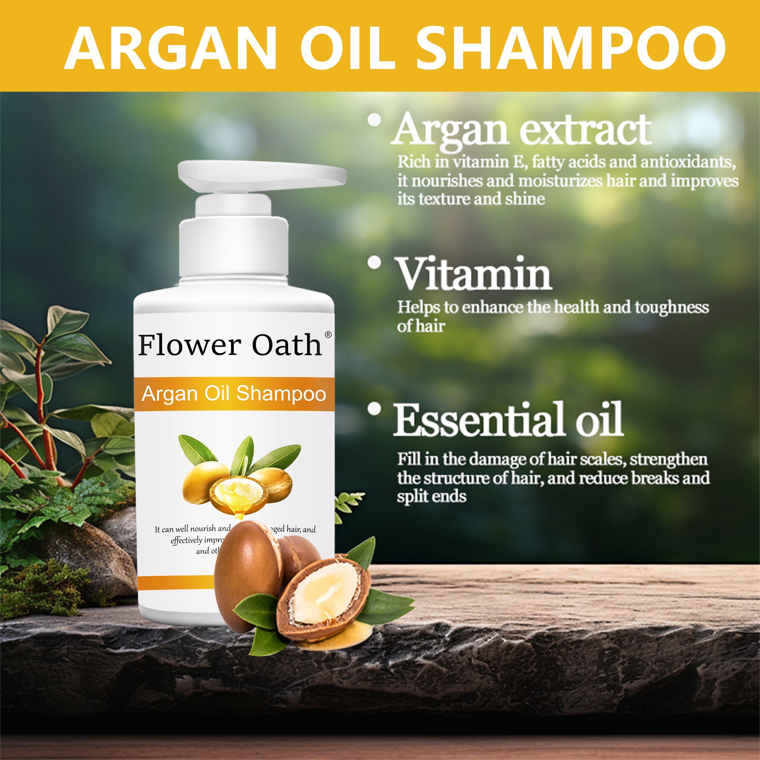 Flower Oath wholesale price moisture natural hair growth keratin organic argan oil luxury hair shampoo cleans