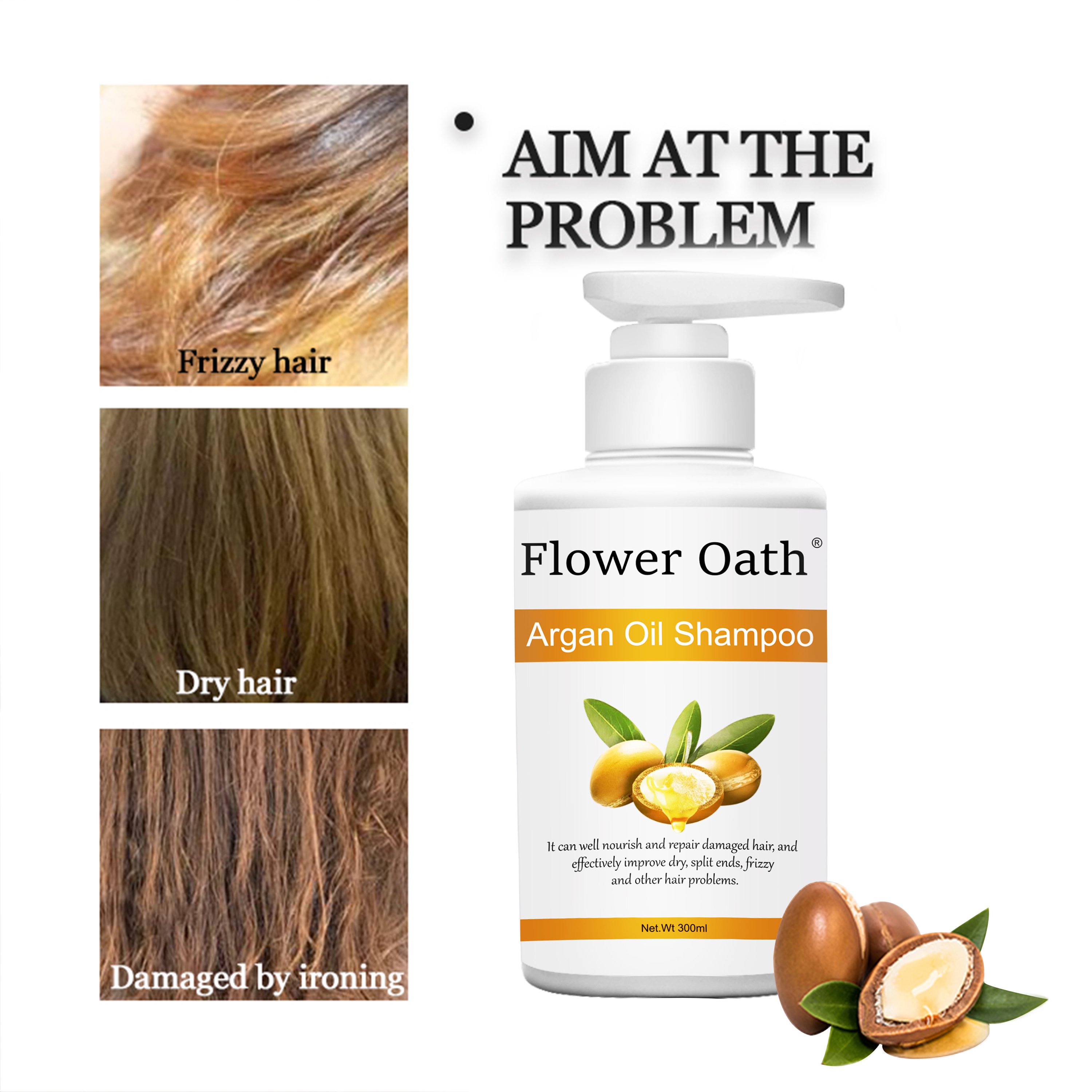 Flower Oath wholesale price moisture natural hair growth keratin organic argan oil luxury hair shampoo cleans