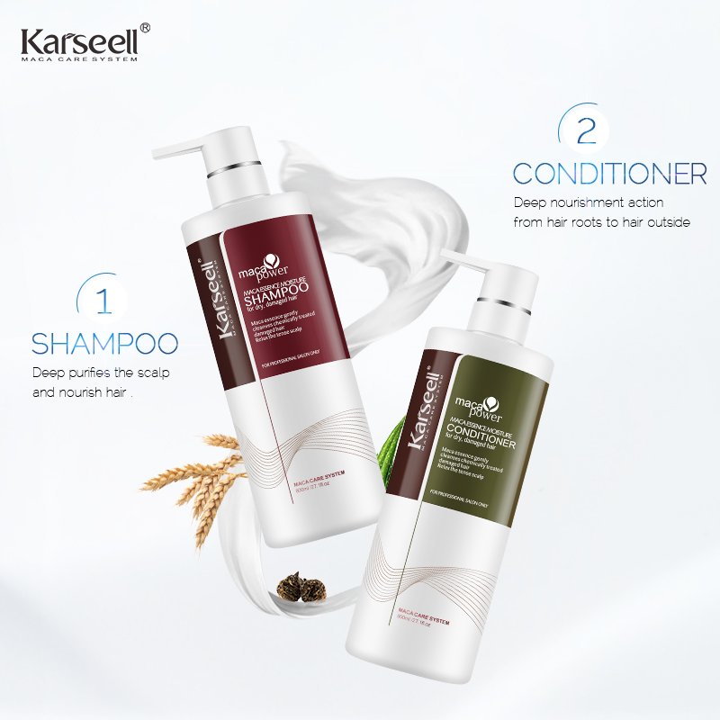 KARSEELL Factory O-EM Private Label 500 ml Organic MACA Moisturizing Hair Shampoo And Conditioner Hair Care Set In Stock