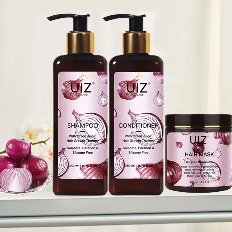 Private Label Organic Hair Care Set Oily Natural Keratin Anti-Loss Hair Growth Onion Shampoo Conditioner
