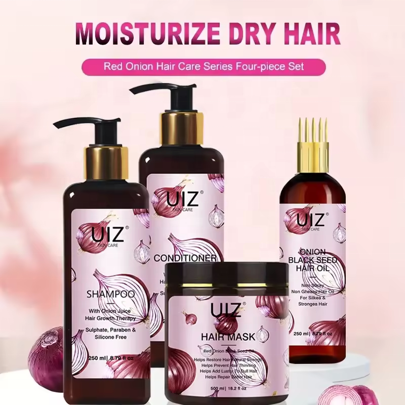 Private Label Organic Hair Care Set Oily Natural Keratin Anti-Loss Hair Growth Onion Shampoo Conditioner