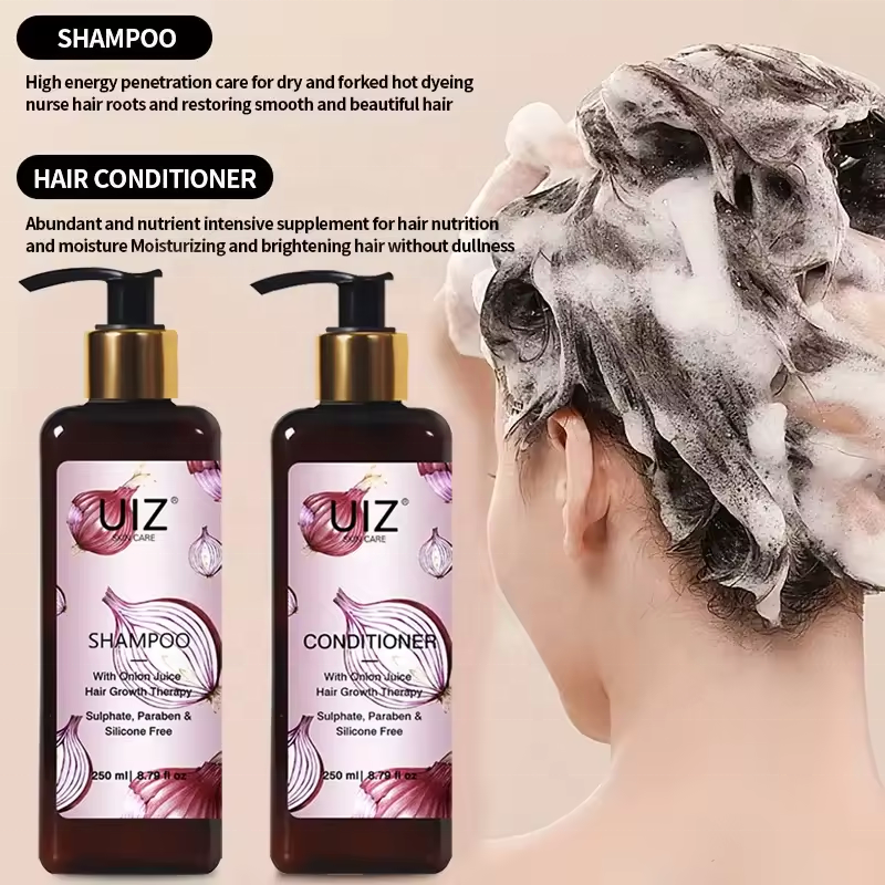 Private Label Organic Hair Care Set Oily Natural Keratin Anti-Loss Hair Growth Onion Shampoo Conditioner