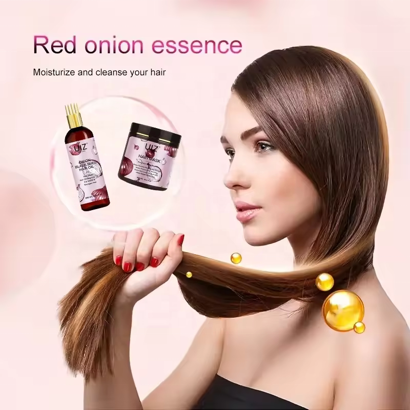 Private Label Organic Hair Care Set Oily Natural Keratin Anti-Loss Hair Growth Onion Shampoo Conditioner