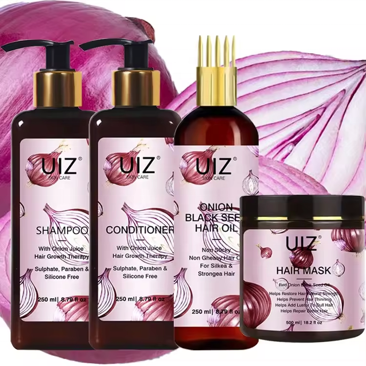 Private Label Organic Hair Care Set Oily Natural Keratin Anti-Loss Hair Growth Onion Shampoo Conditioner