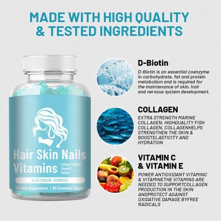 IN Stock Private Label Biotin Gummies Beauty Supplement Hair Growth Vitamin And Skin Ready To Ship