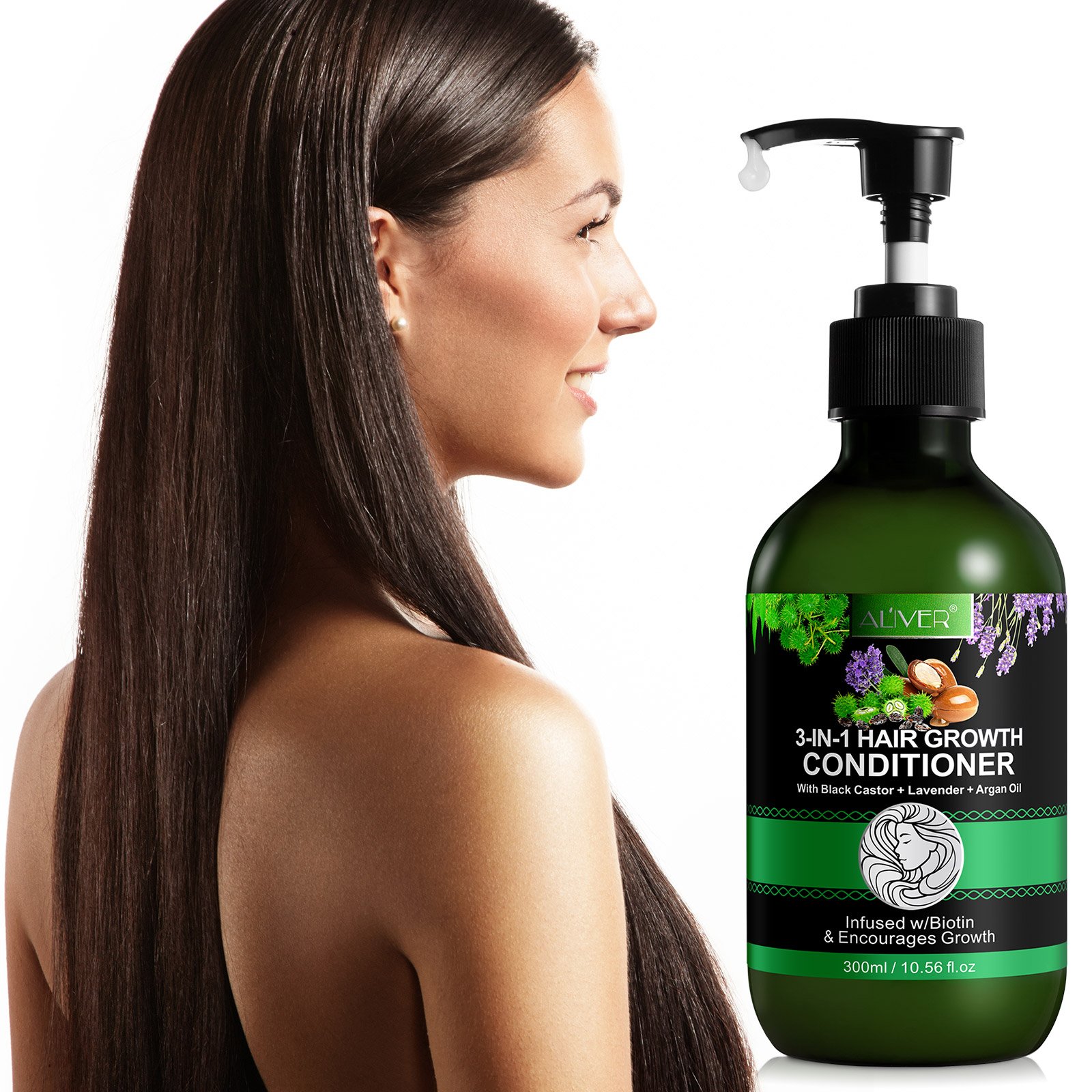 ALIVER private label 300ml natural biotin jamaican black castor lavender argan oil shampoo and conditioner for hair growth