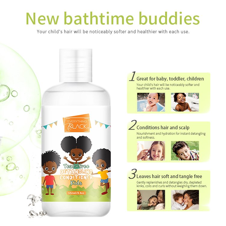 Sulfate Free Organic Curly Hair Protecting And Moisturizing Baby's Hair Care Shampoo and Conditioner For Black Kids Hair
