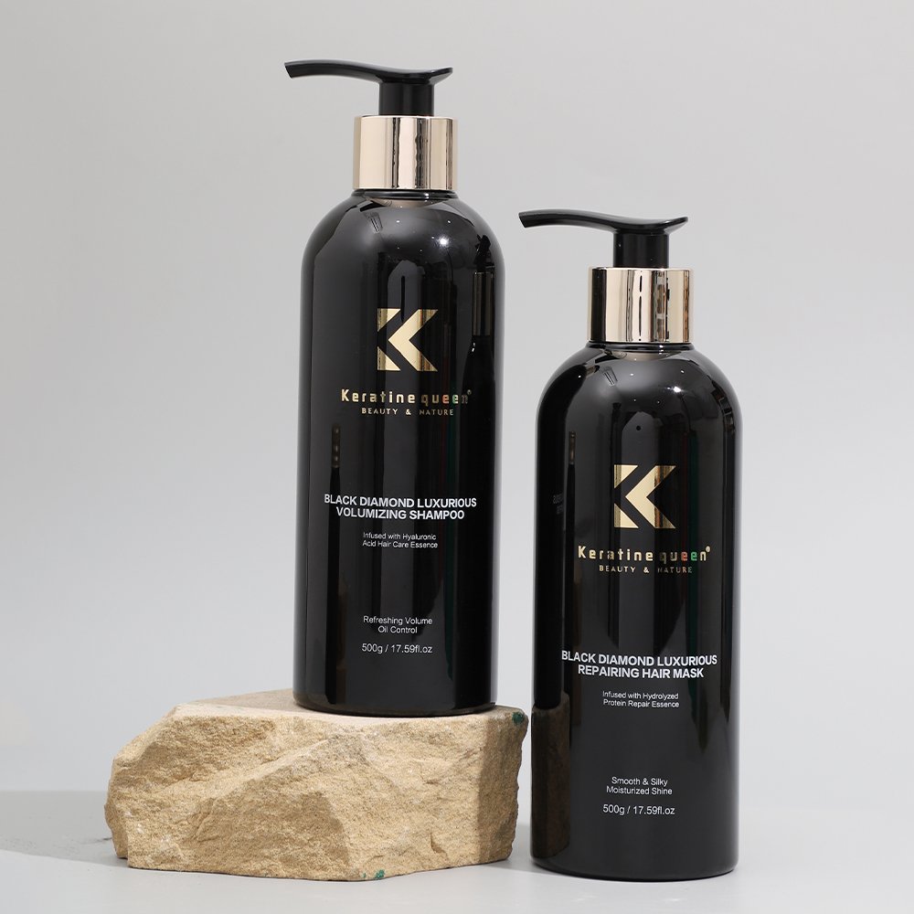 Private Label 500ml Black Diamond Luxurious Volumizing Shampoo Keratin Hair Mask for Repairing Hair