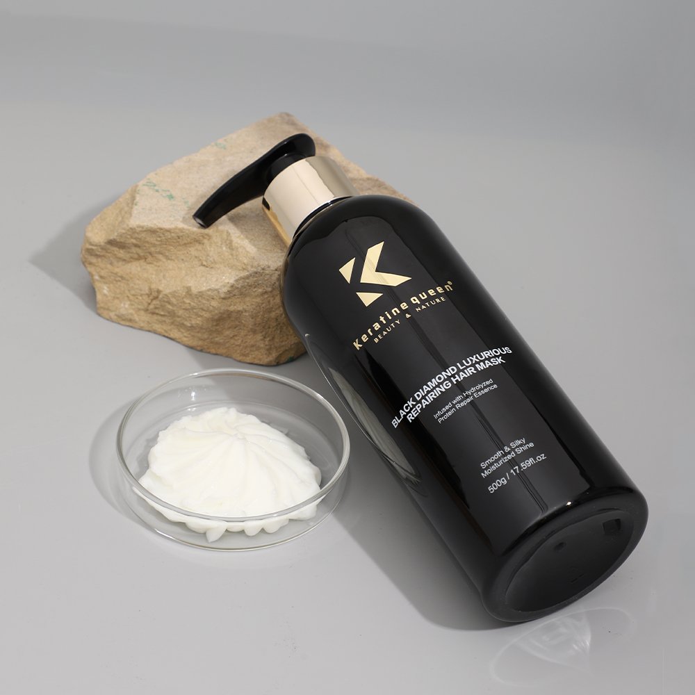 Private Label 500ml Black Diamond Luxurious Volumizing Shampoo Keratin Hair Mask for Repairing Hair