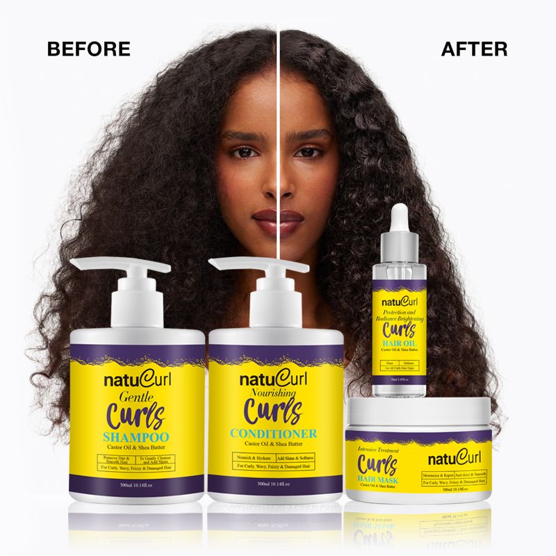 4c afro curly hair styling care product sulphate sulfate free hair care set cream curly shampoo for wavy hair with logo
