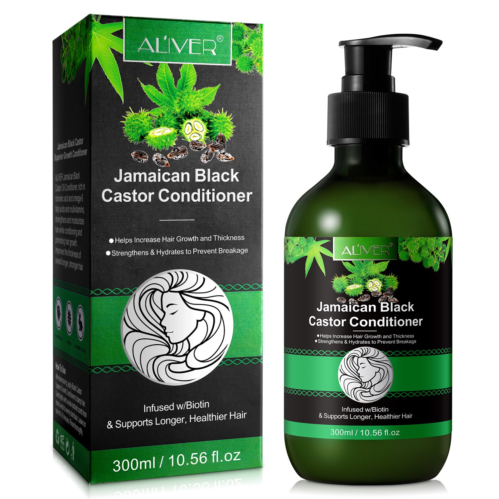 ALIVER private label biotin hair growth deep treatment hair extension black castor oil hair shampoo and conditioner