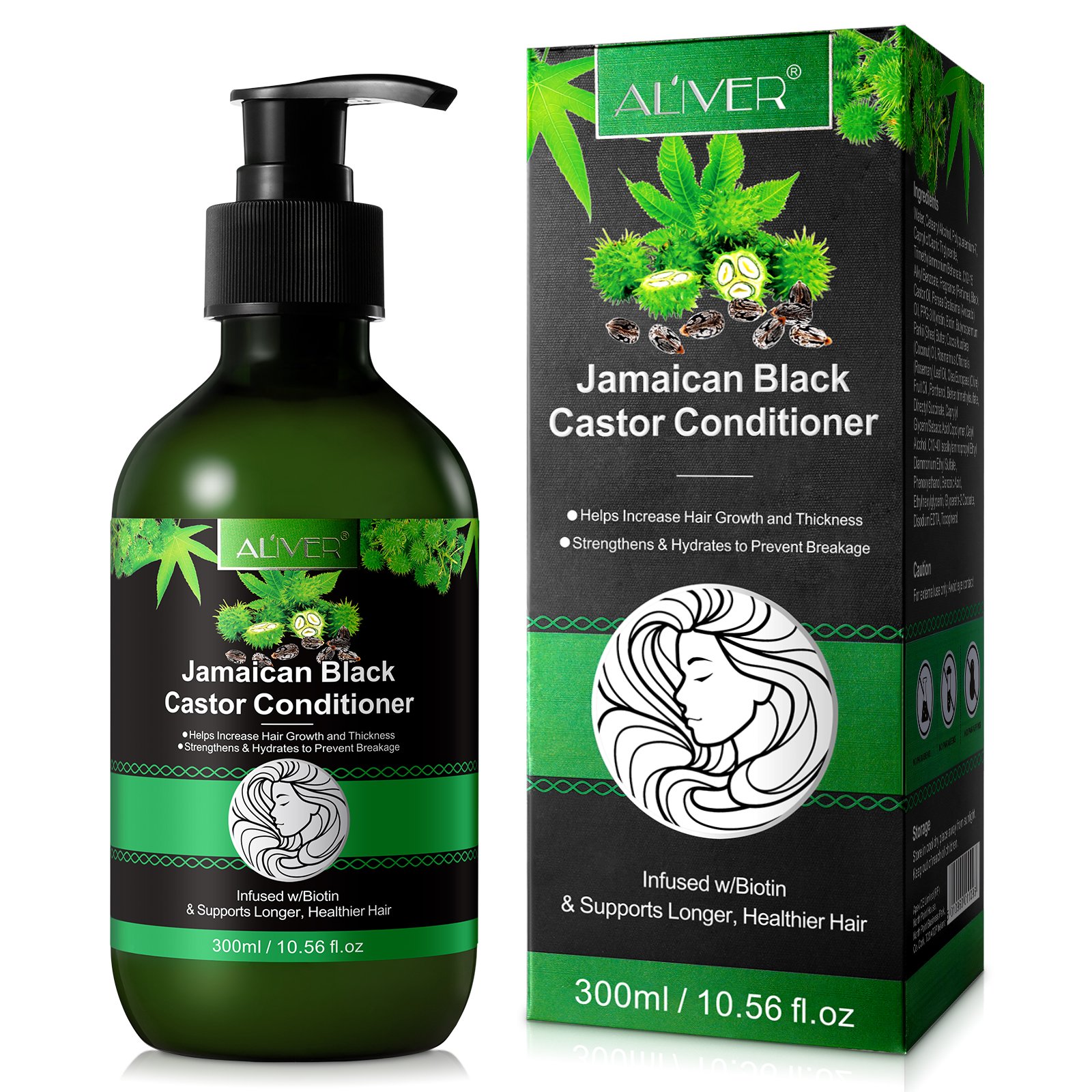 ALIVER private label biotin hair growth deep treatment hair extension black castor oil hair shampoo and conditioner