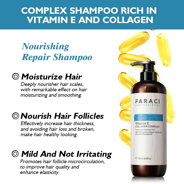 Collagen Anti-hair Loss Strengthen Hair Deep Moisturizing Mild and Non-irritating Addition Hair Shampoo Vitamin E 100% Pure