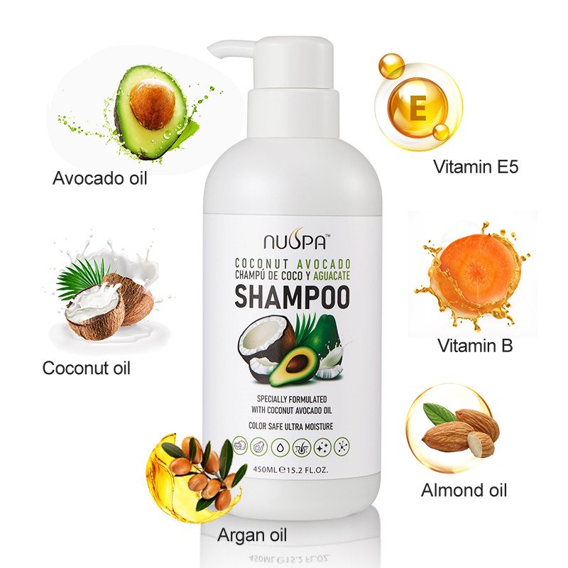 Custom Logo Wholesale Natural Coconut Avocado Oil Shampoo Gentle Cleaning Restore Fluffy Argan Oil Hair Shampoo