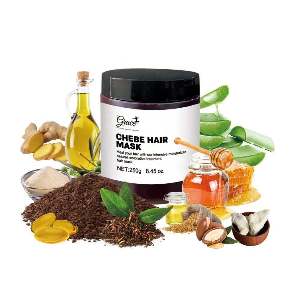New Custom Label Natural Anti Hair loss Restore Splits Ends Breakage Hair Chebe Oil Masque Shampoo Conditioner