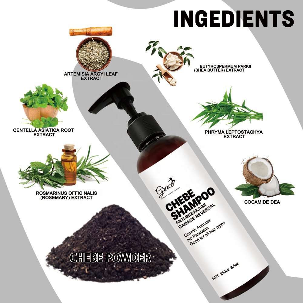 New Custom Label Natural Anti Hair loss Restore Splits Ends Breakage Hair Chebe Oil Masque Shampoo Conditioner