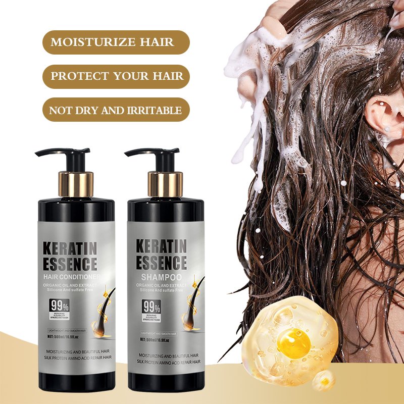 500ml Keratin Shampoo Conditioner Set Sulfate-Free Professional Salon Quality Organic Formula Nourishing Strengthening OEM/ODM