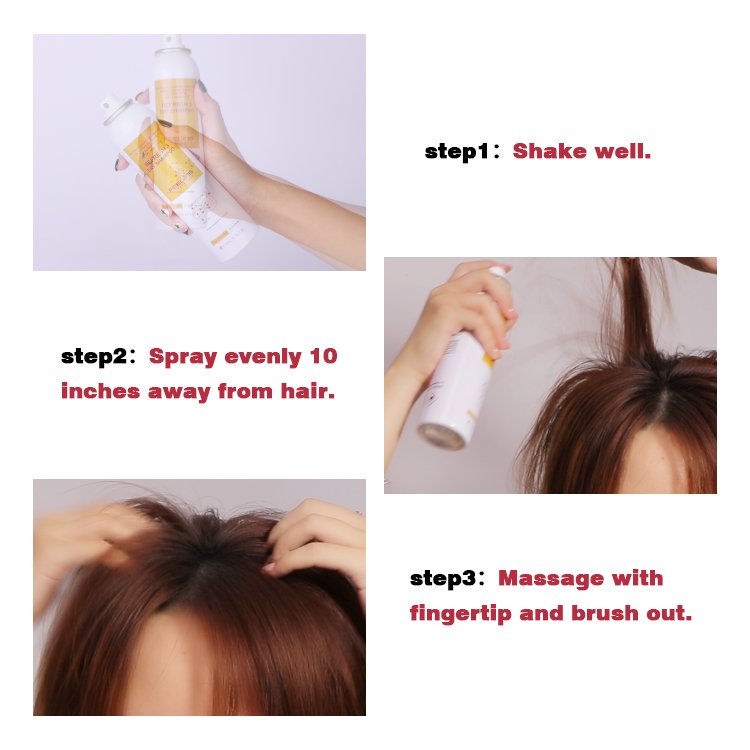 Factory custom Brand Of Hair Oil Control Shampoo Fluffy Organic Argan Oil Hair Spray Dry Shampoo